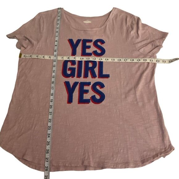 Old Navy Tee Shirt Round Neck Short Sleeve Pink Red Blue Yes Girl Yes Logo XL - Picture 5 of 9